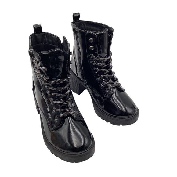 FOREVER 21 Women's Black Combat Boots Size 8 Mid-Calf Block Heel - Picture 1 of 9